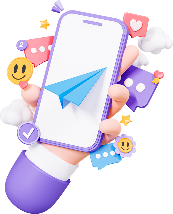 Hand holding phone with social network